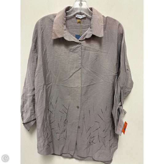 Blouse Long Sleeve By Clothes Mentor In Grey, Size: L