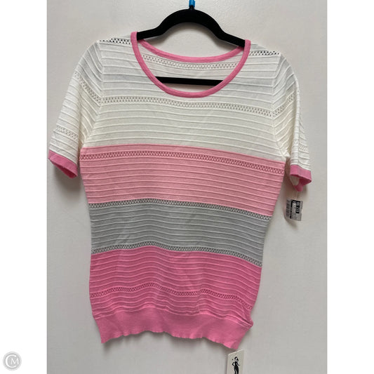 Sweater Short Sleeve By Clothes Mentor In Pink & White, Size: S