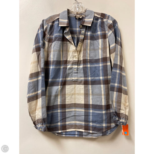 Top Long Sleeve By Loft In Blue & Cream, Size: S