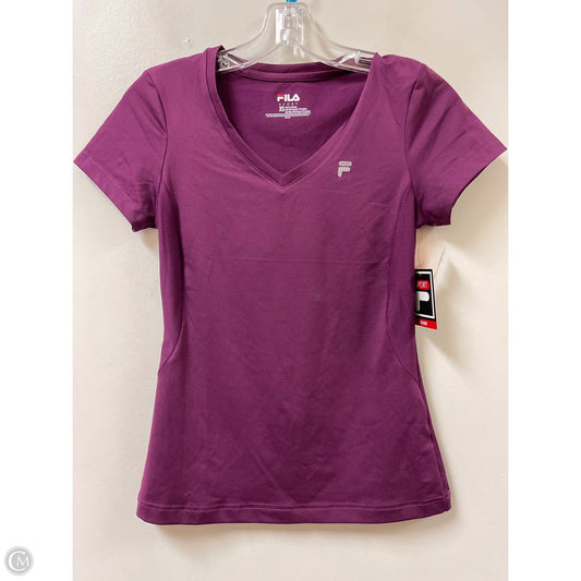 Athletic Top Short Sleeve By Fila In Purple, Size: Xs