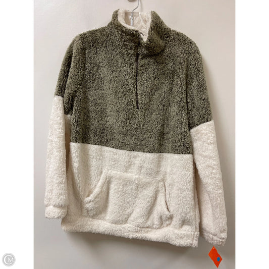 Jacket Faux Fur & Sherpa By Clothes Mentor In Green & White, Size: M