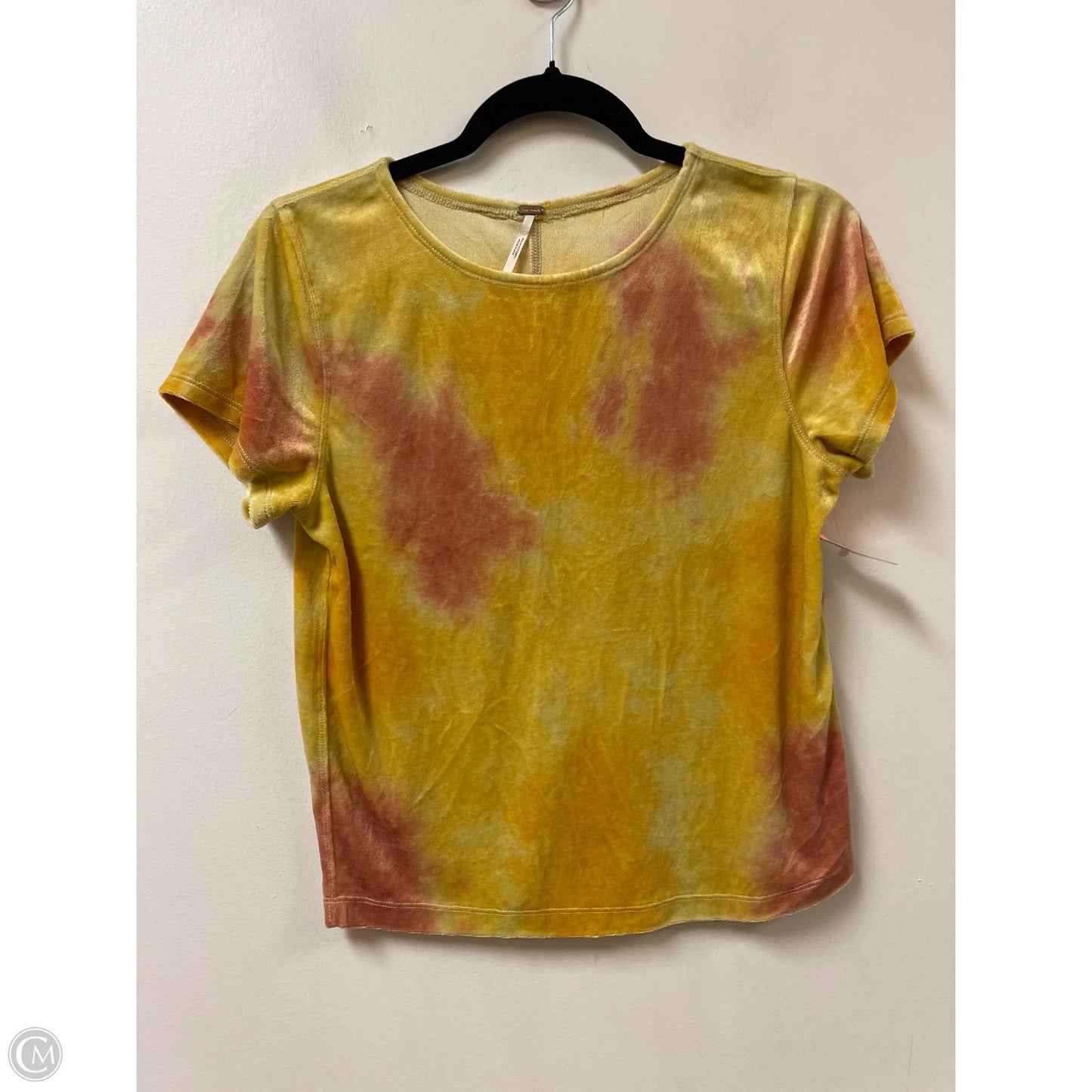 Top Short Sleeve By Free People In Pink & Yellow, Size: M