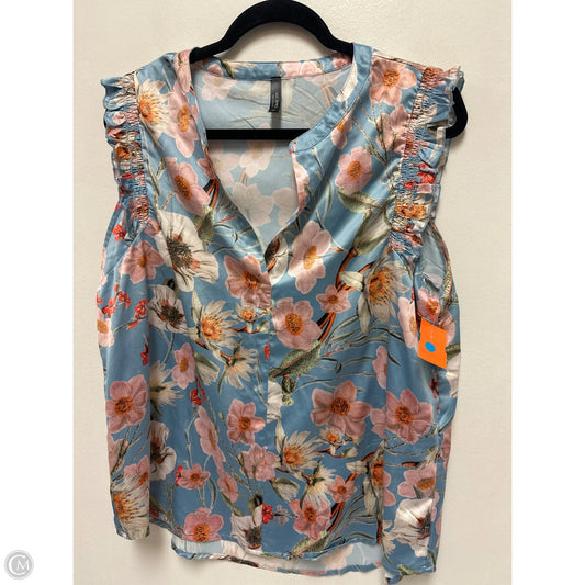 Top Short Sleeve By Ava James In Blue & Pink, Size: Xl