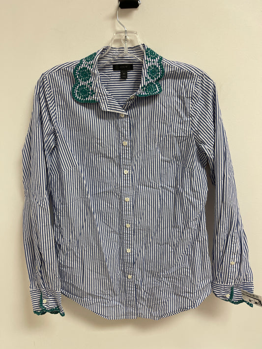 Blouse Long Sleeve By J. Crew In Striped Pattern, Size: S