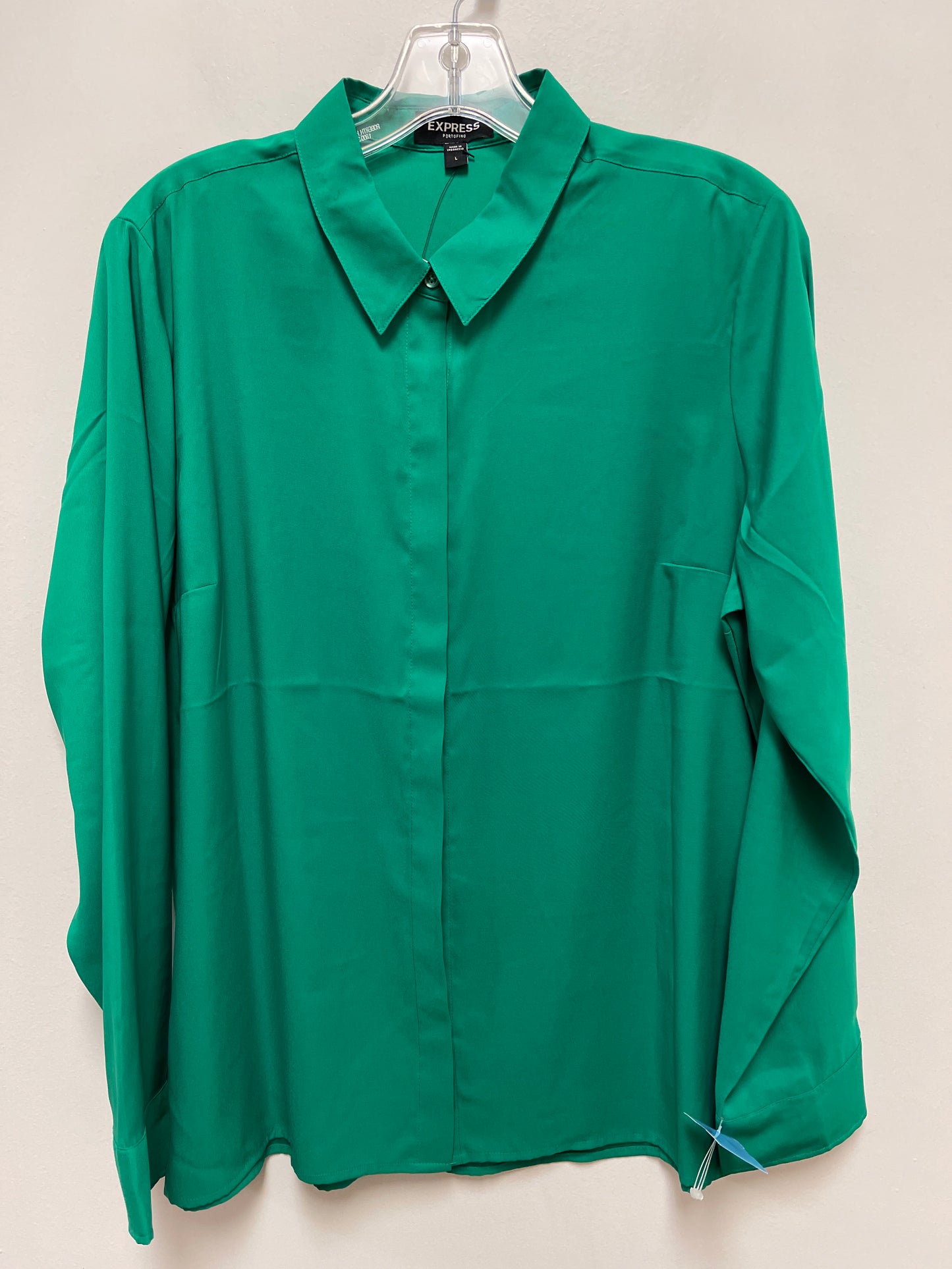 Blouse Long Sleeve By Express In Green, Size: L