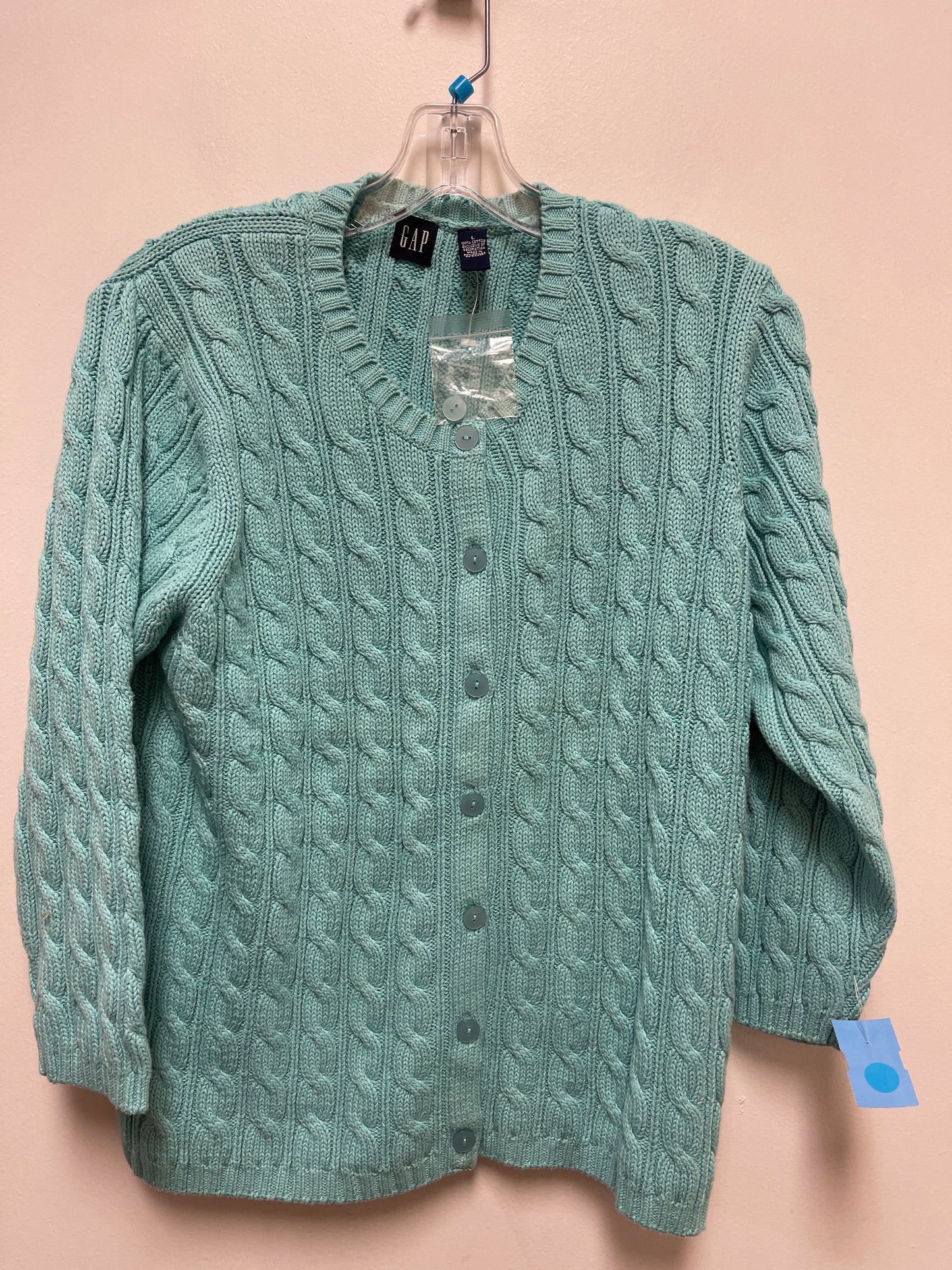 Sweater Cardigan By Gap In Blue, Size: L