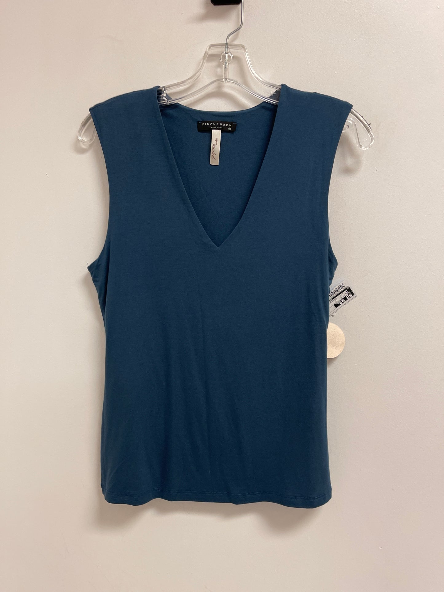 Top Sleeveless By Final Touch In Blue, Size: L