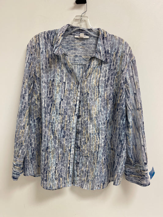 Blouse Long Sleeve By Jm Collections In Blue, Size: 1x