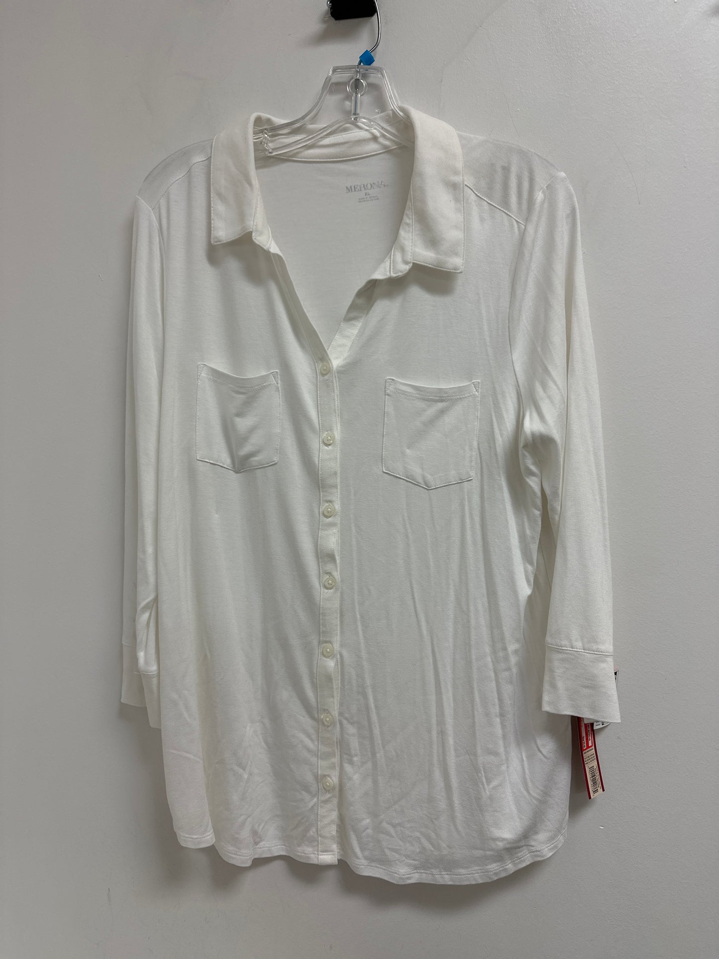 Top Long Sleeve By Merona In White, Size: Xl