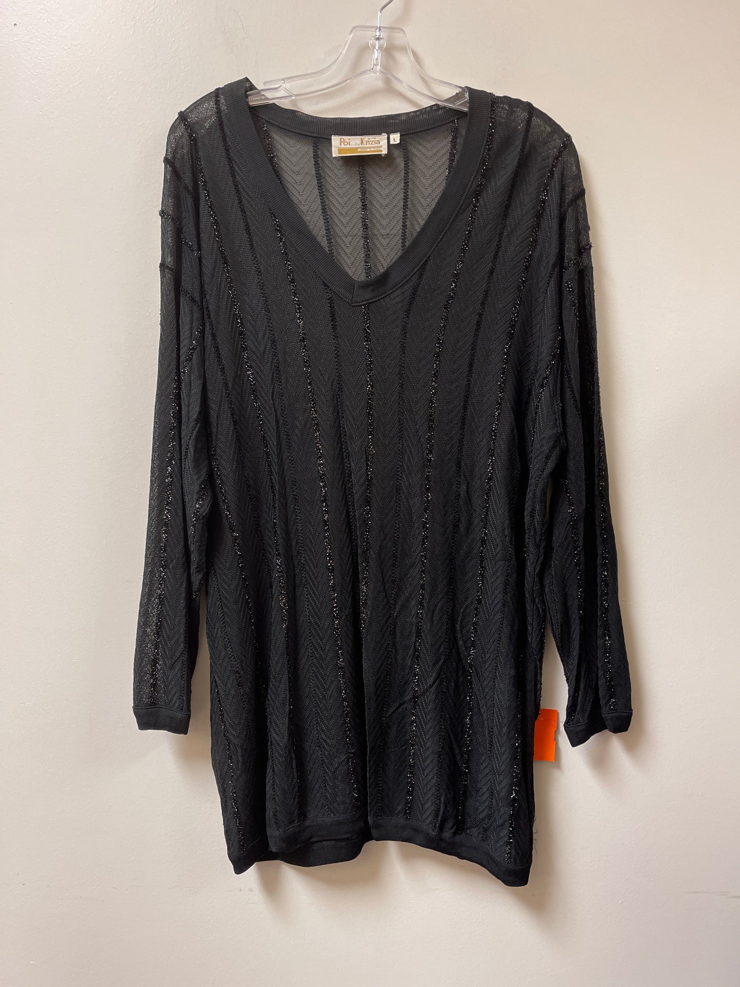 Tunic Long Sleeve By Clothes Mentor In Black, Size: L