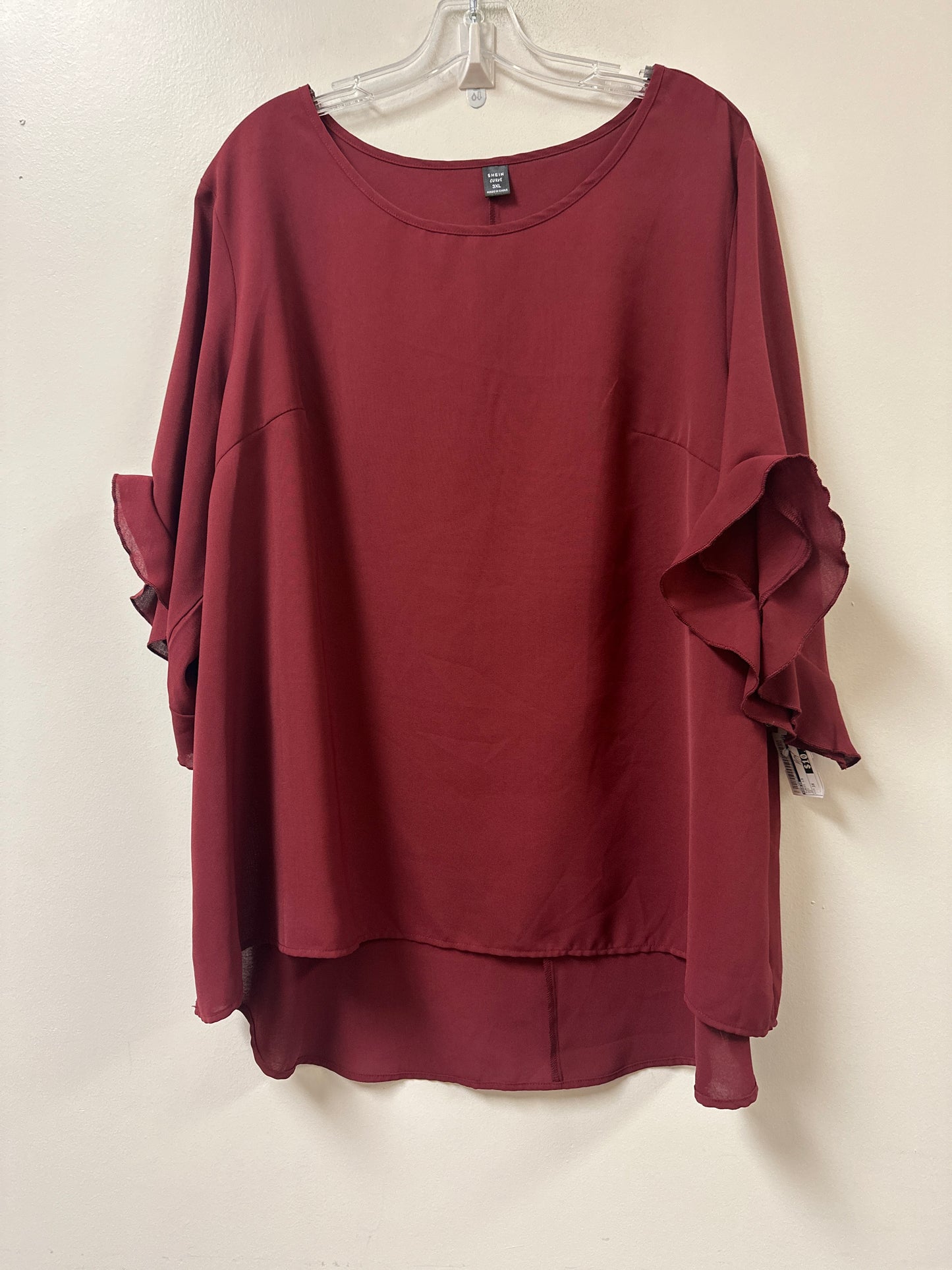 Tunic Long Sleeve By Shein In Red, Size: 3x