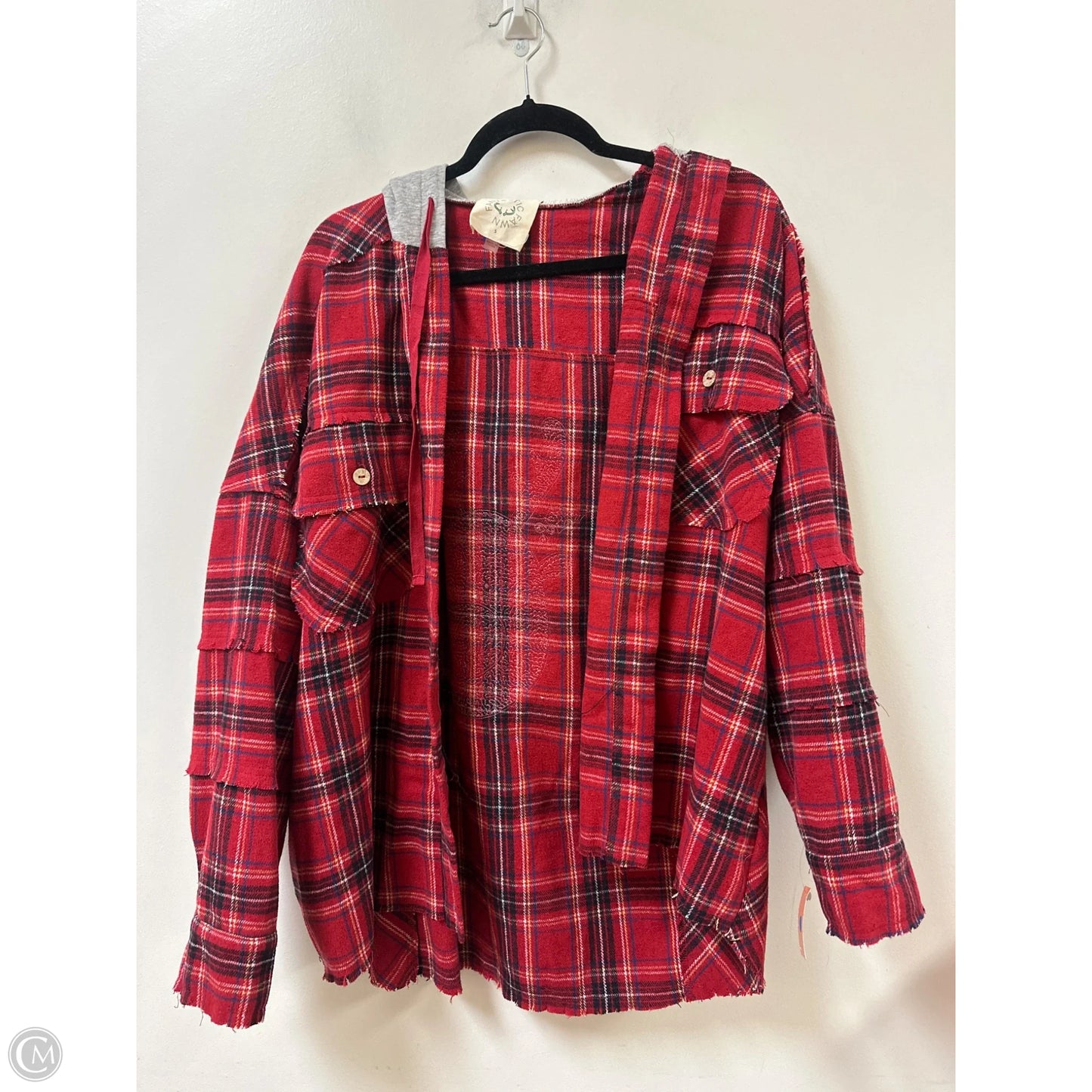 Jacket Shirt By Fanatics In Grey & Red, Size: S