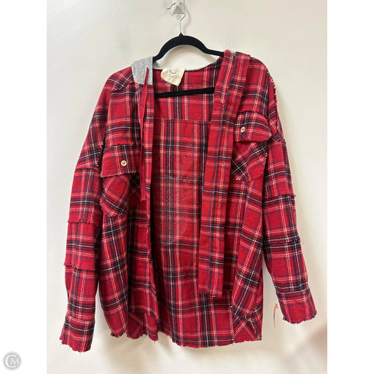 Jacket Shirt By Fanatics In Grey & Red, Size: S