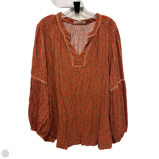Top Long Sleeve By Suzanne Betro In Orange, Size: 4x