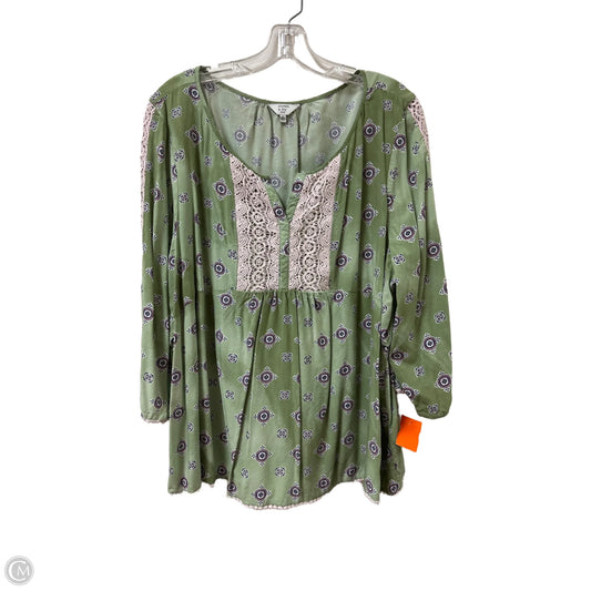 Top Long Sleeve By Crown And Ivy In Green, Size: 3x
