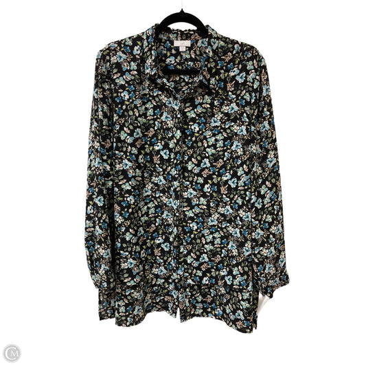 Blouse Long Sleeve By J. Jill In Floral Print, Size: Xl