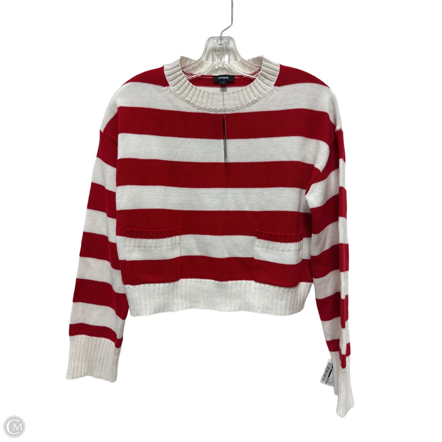Sweater By Express In Red & White, Size: Xs