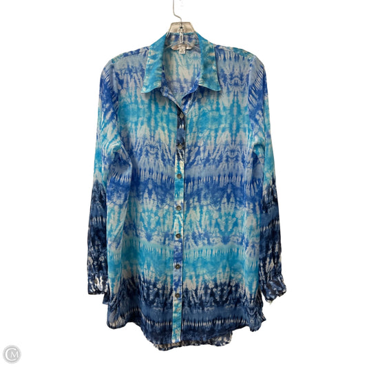 Blouse Long Sleeve By Erin London In Blue, Size: S