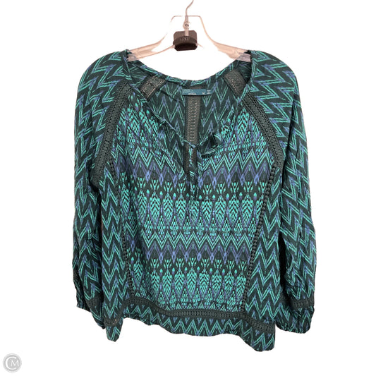 Top Long Sleeve By Prana In Blue & Green, Size: M