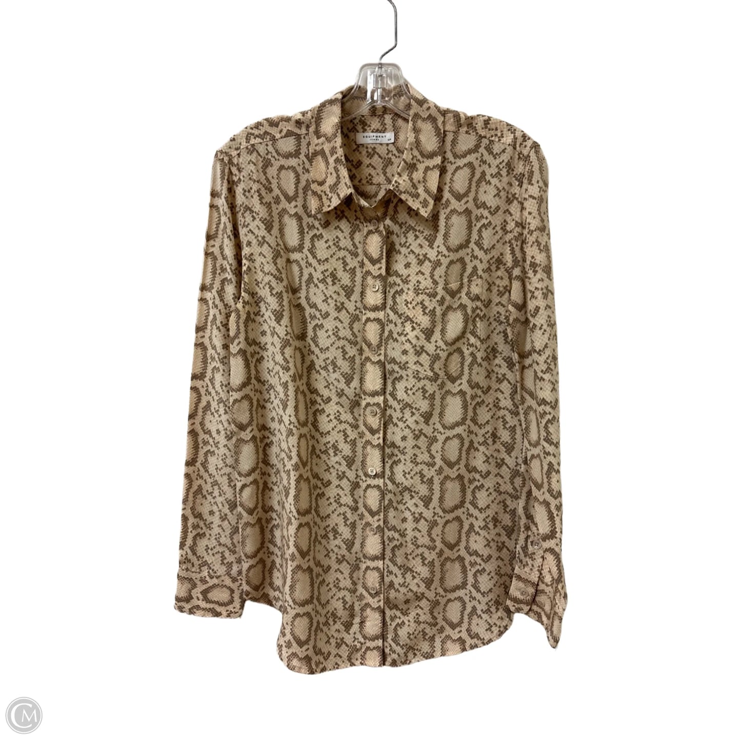Blouse Long Sleeve By Equipment In Snakeskin Print, Size: Sp