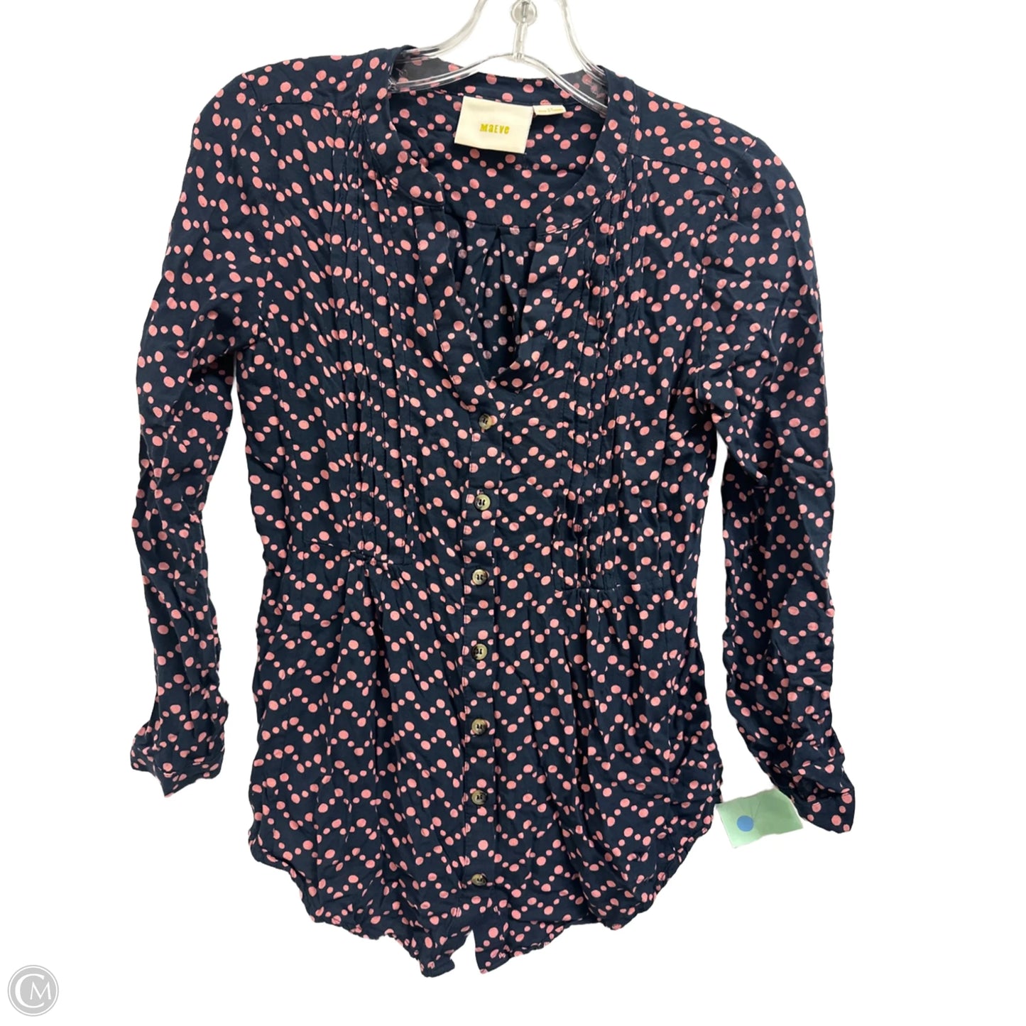 Top Long Sleeve By Maeve In Polkadot Pattern, Size: Xs