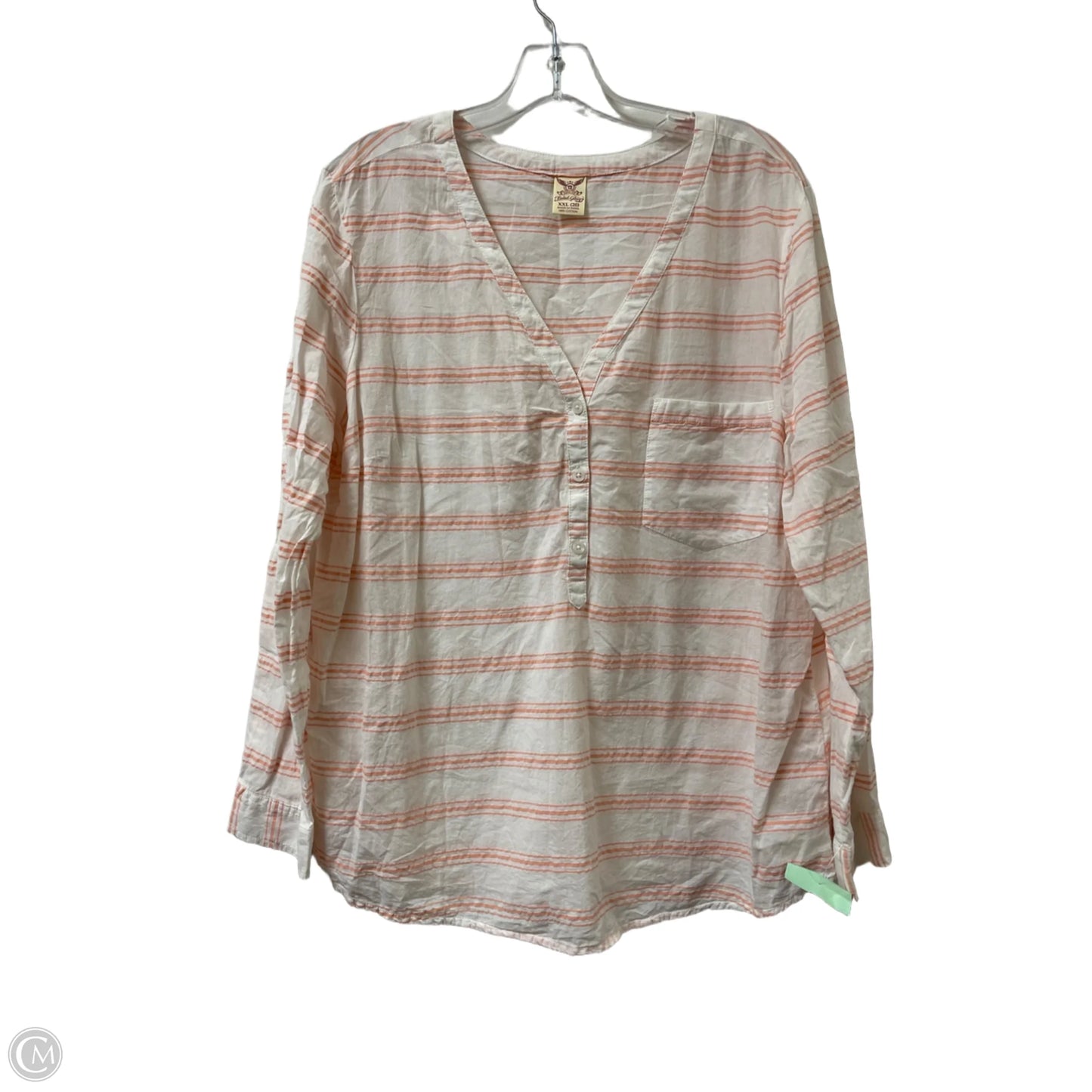 Top Long Sleeve By Faded Glory In Orange & White, Size: 1x
