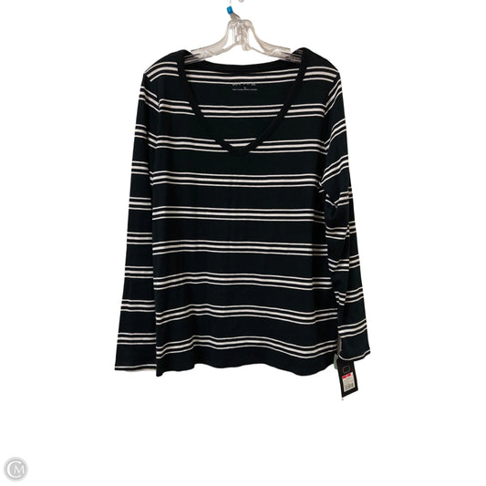 Top Long Sleeve By Pure Energy In Black & White, Size: 1x