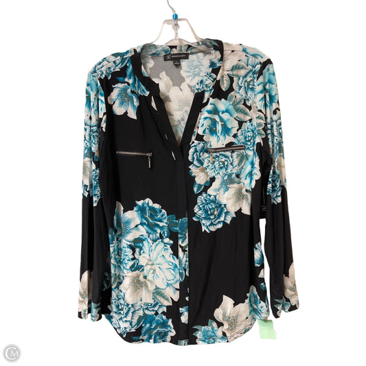 Top Long Sleeve By Inc In Black & Blue, Size: L