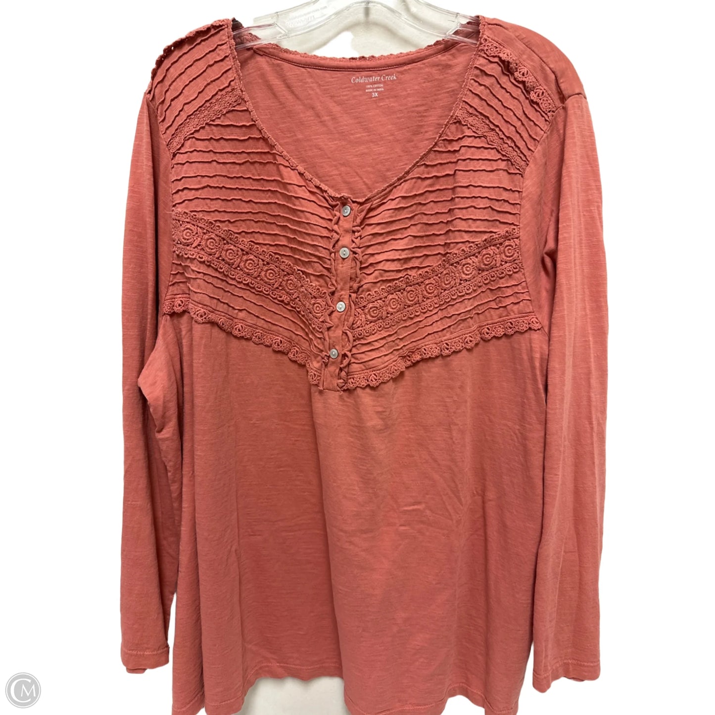 Top Long Sleeve By Coldwater Creek In Pink, Size: 3x