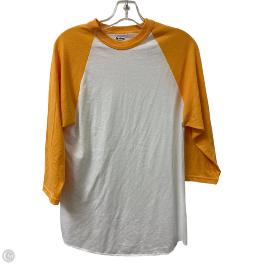 Top Long Sleeve By Soffe In White & Yellow, Size: M