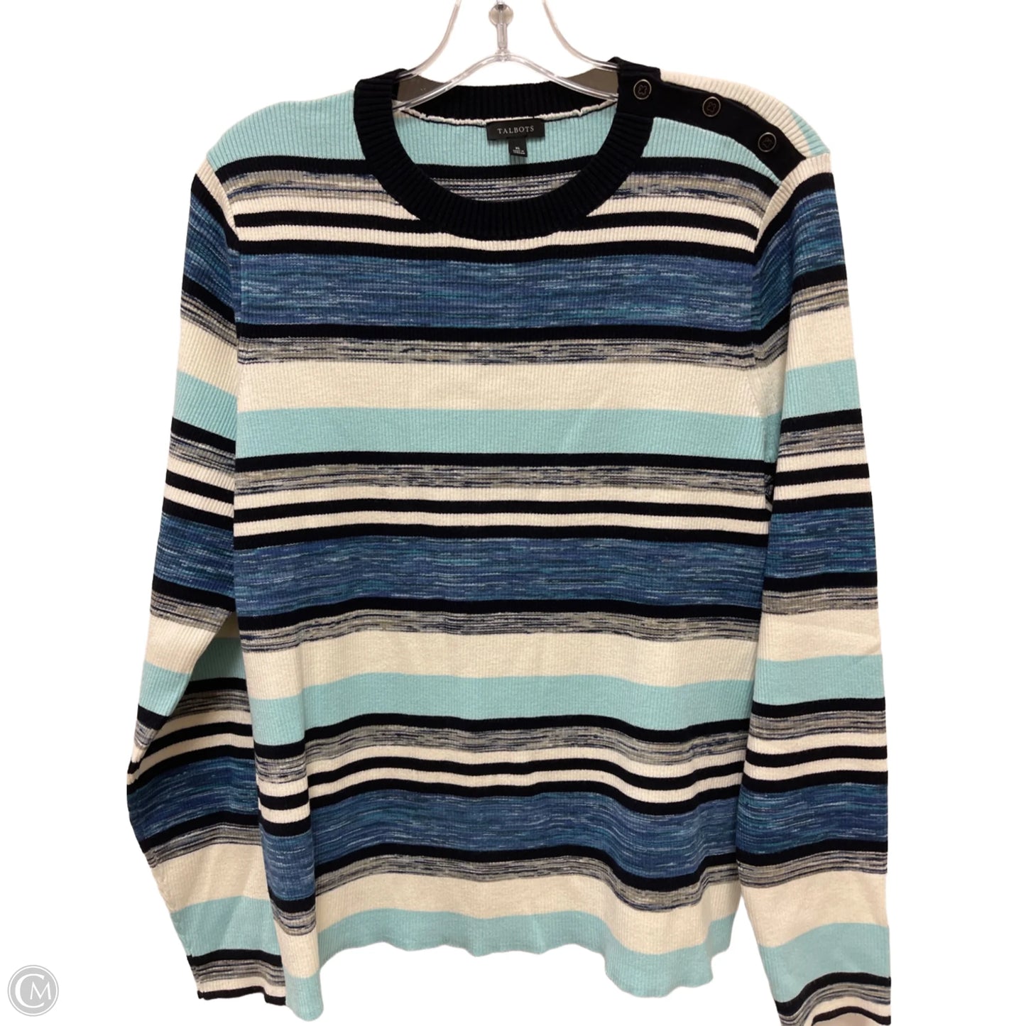 Sweater By Talbots In Blue & White, Size: Xl