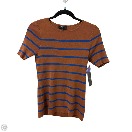 Top Short Sleeve By Tahari By Arthur Levine In Blue & Brown, Size: Xs