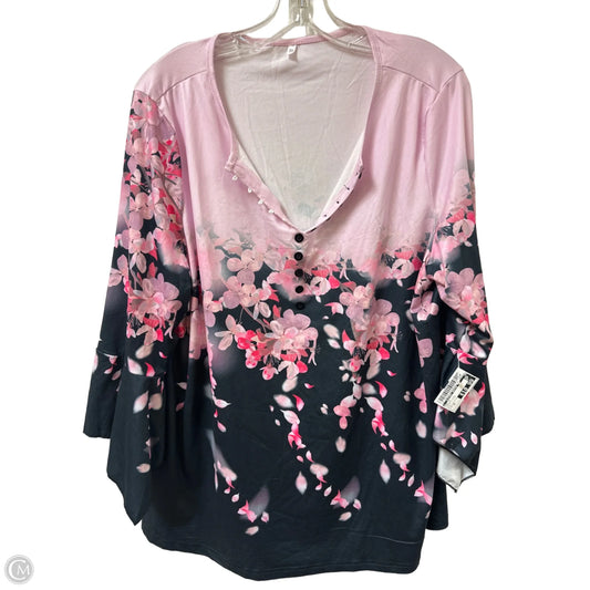 Top Long Sleeve By Clothes Mentor In Black & Pink, Size: 1x