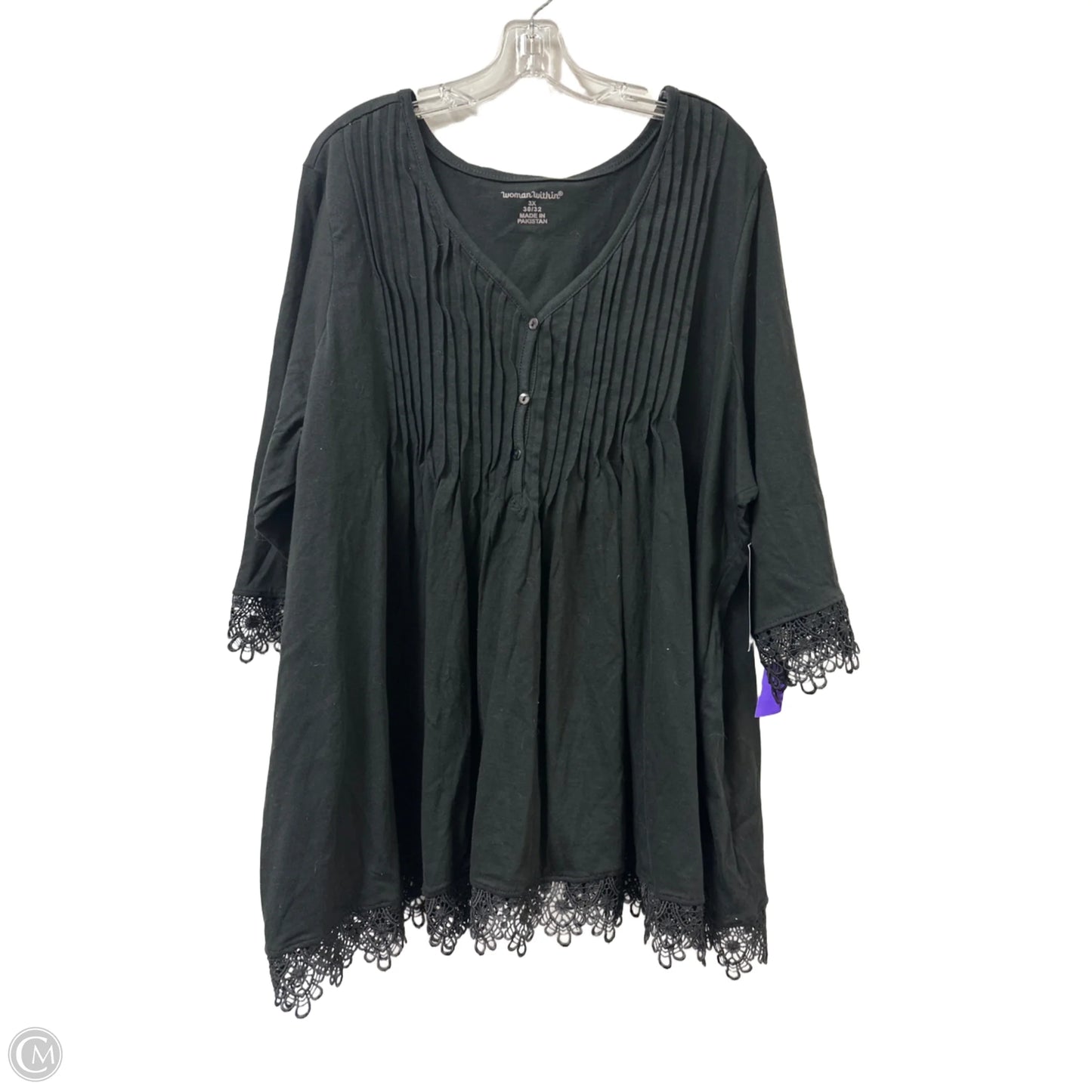 Top Long Sleeve By Woman Within In Black, Size: 3x