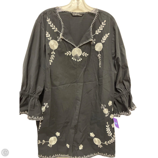 Top Long Sleeve By Eshakti In Black & White, Size: 4x