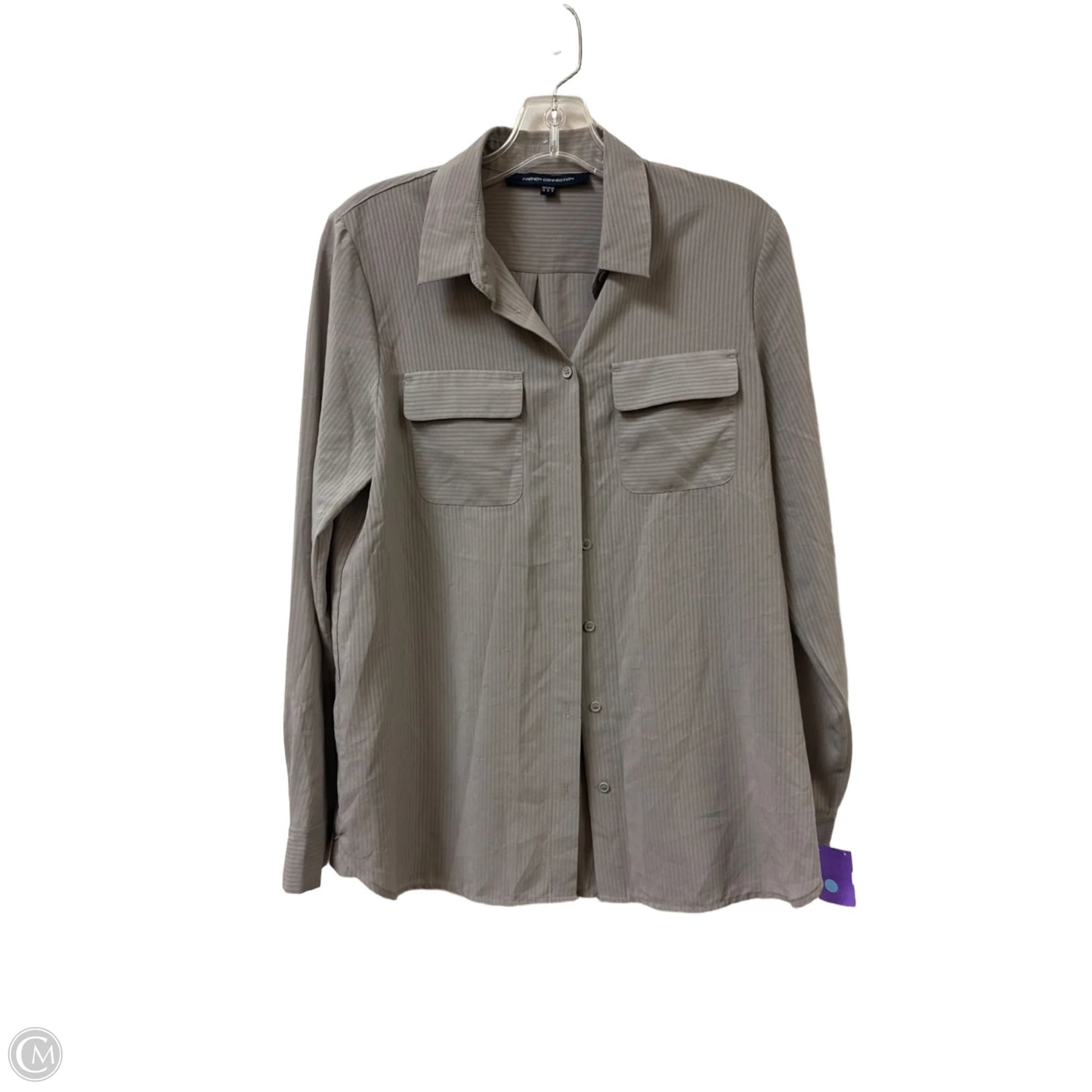 Blouse Long Sleeve By French Connection In Grey, Size: L