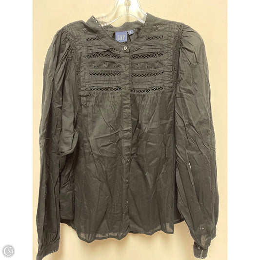 Blouse Long Sleeve By Gap In Black, Size: L