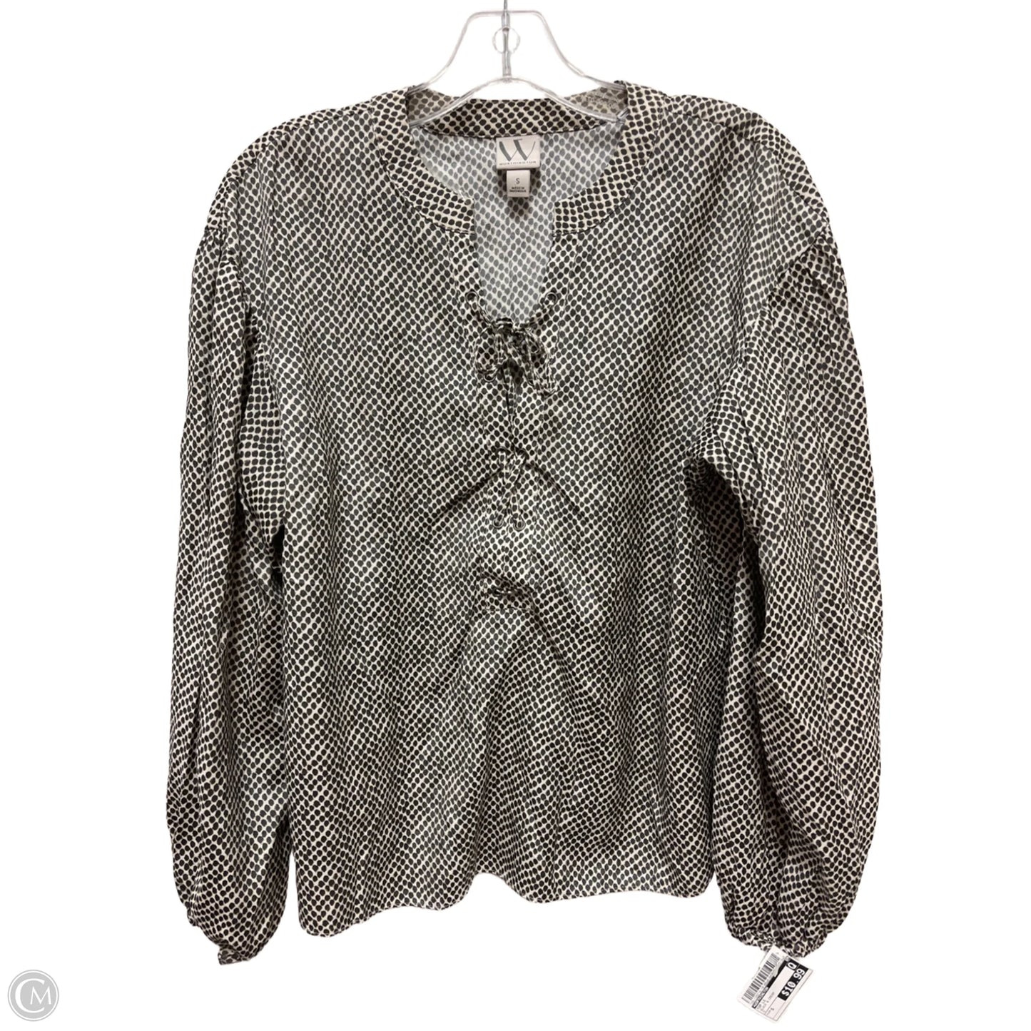 Top Long Sleeve By Worthington In Black & Cream, Size: S
