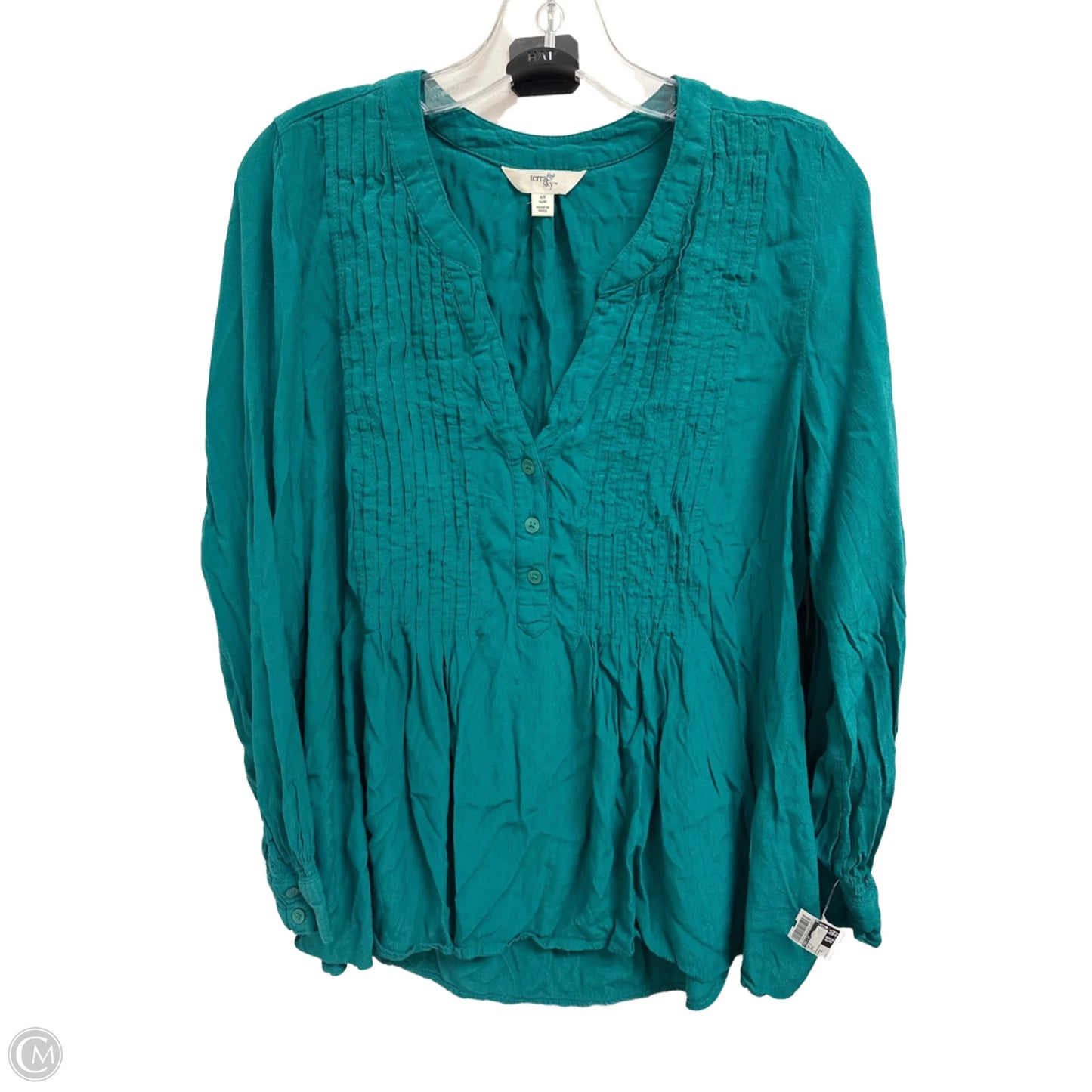 Top Long Sleeve By Terra & Sky In Green, Size: Xl