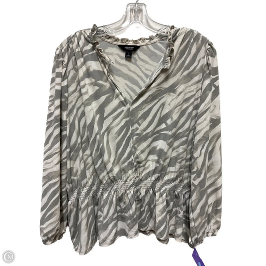 Top Long Sleeve By Simply Vera In Cream & Grey, Size: L