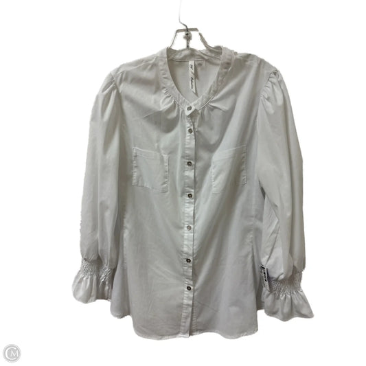 Blouse Long Sleeve By Ny Collection In White, Size: Xl