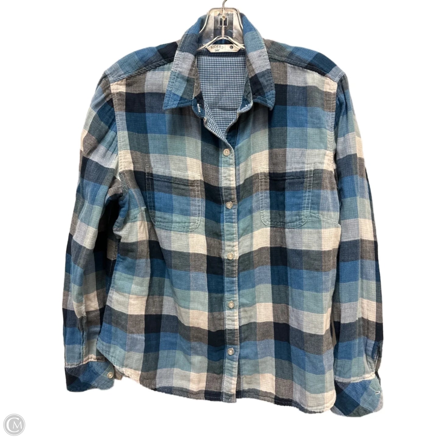 Blouse Long Sleeve By Lee In Blue, Size: L