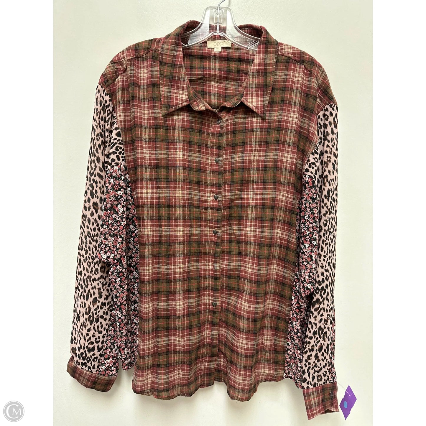 Blouse Long Sleeve By Oddi In Red, Size: L