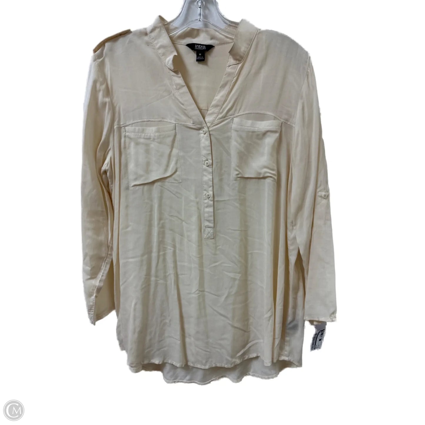 Top Long Sleeve By Intro In Cream, Size: M