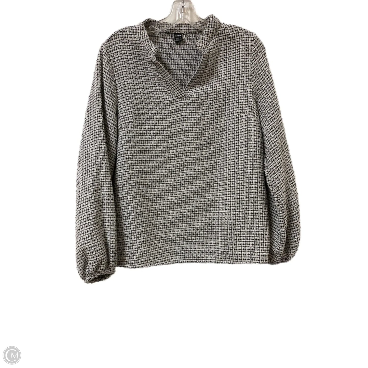 Top Long Sleeve By Shein In Black & White, Size: L