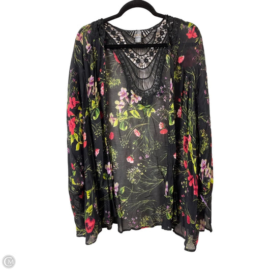 Kimono By Clothes Mentor In Floral Print, Size: Osfm