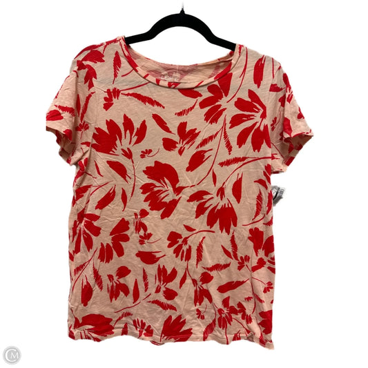 Top Short Sleeve By Loft In Red & Tan, Size: M