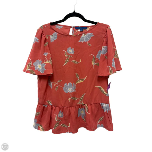 Top Short Sleeve By Apt 9 In Floral Print, Size: S