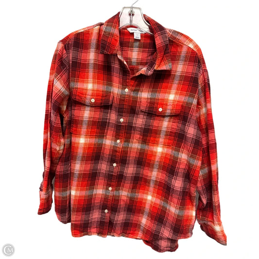 Blouse Long Sleeve By Old Navy In Orange & Red, Size: L