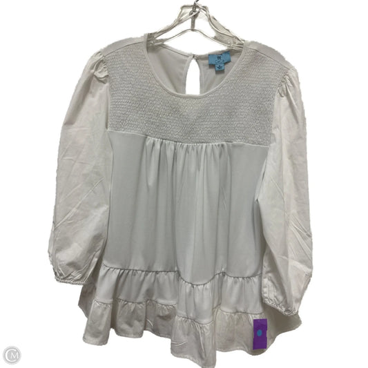 Top Long Sleeve By Cece In White, Size: Xl